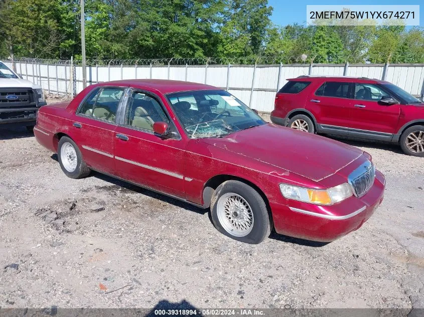 2000 Mercury Grand Marquis Ls VIN: 2MEFM75W1YX674271 Lot: 39318994