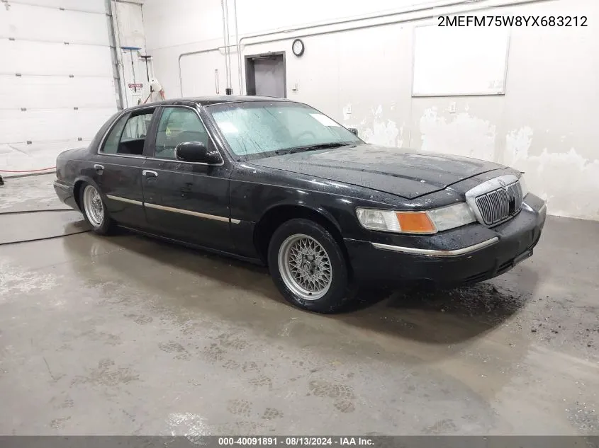 2000 Mercury Grand Marquis Ls VIN: 2MEFM75W8YX683212 Lot: 40091891