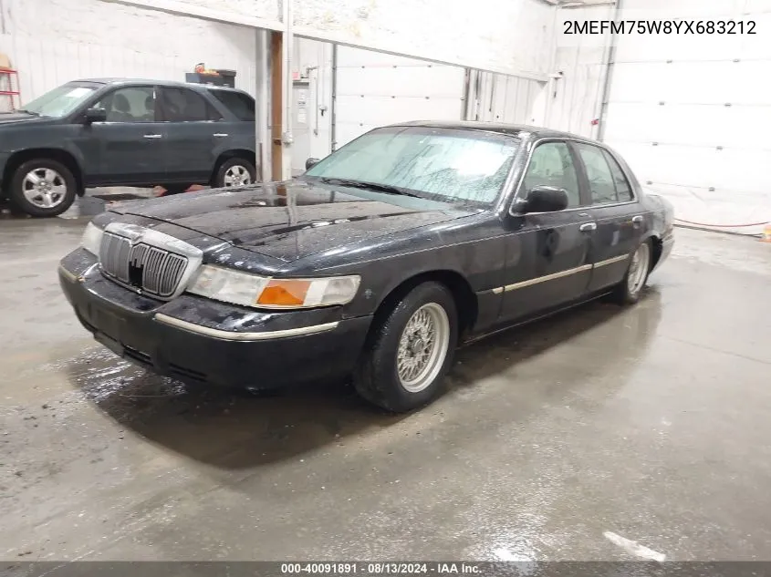 2000 Mercury Grand Marquis Ls VIN: 2MEFM75W8YX683212 Lot: 40091891