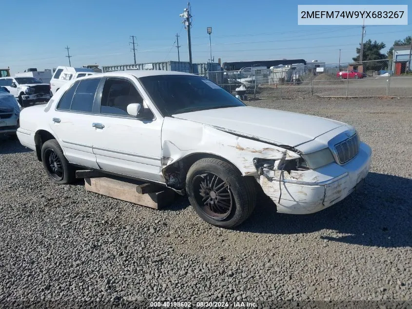 2000 Mercury Grand Marquis Gs VIN: 2MEFM74W9YX683267 Lot: 40198602