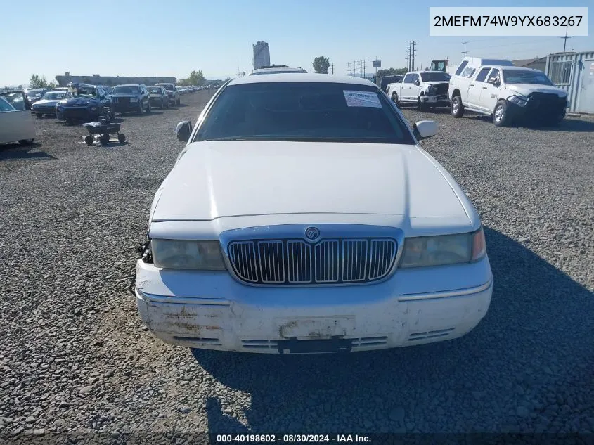 2000 Mercury Grand Marquis Gs VIN: 2MEFM74W9YX683267 Lot: 40198602