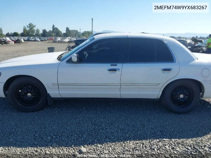 2000 Mercury Grand Marquis Gs VIN: 2MEFM74W9YX683267 Lot: 40198602