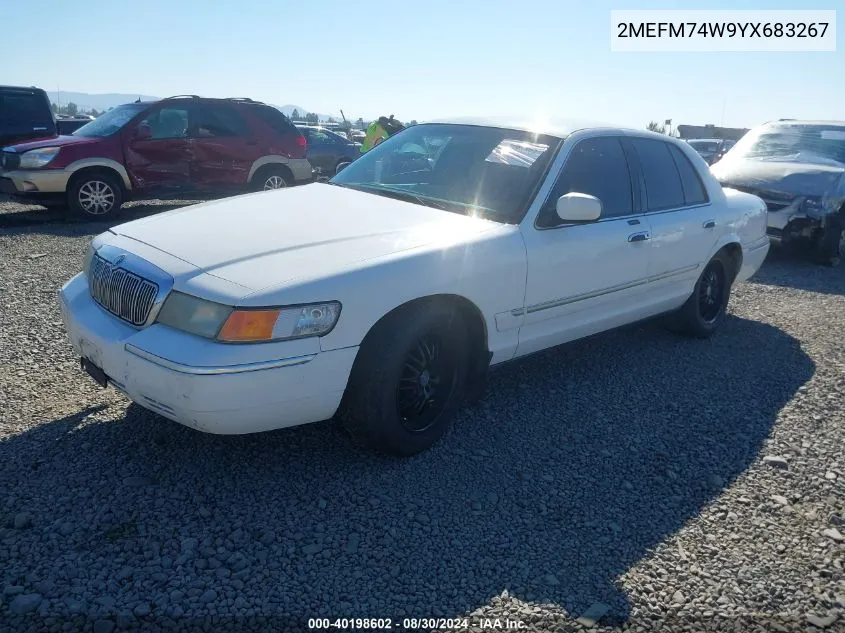 2000 Mercury Grand Marquis Gs VIN: 2MEFM74W9YX683267 Lot: 40198602