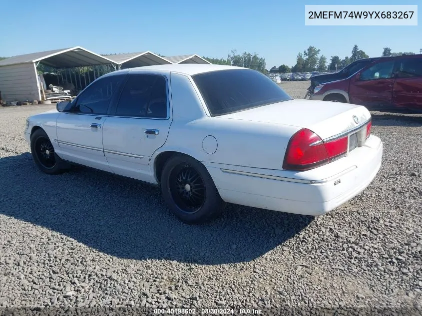 2000 Mercury Grand Marquis Gs VIN: 2MEFM74W9YX683267 Lot: 40198602