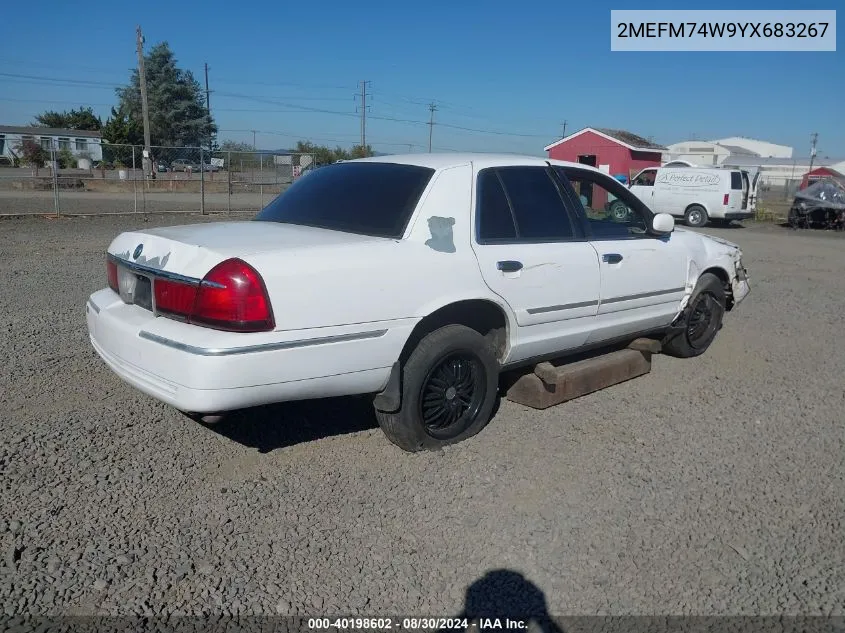 2000 Mercury Grand Marquis Gs VIN: 2MEFM74W9YX683267 Lot: 40198602