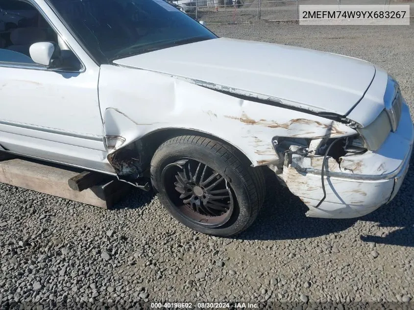 2000 Mercury Grand Marquis Gs VIN: 2MEFM74W9YX683267 Lot: 40198602