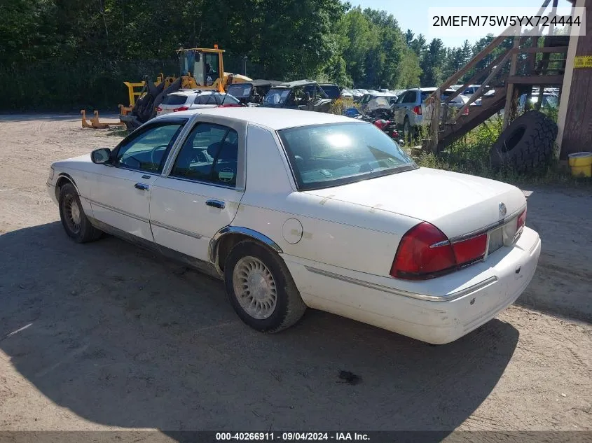 2000 Mercury Grand Marquis Ls VIN: 2MEFM75W5YX724444 Lot: 40266911