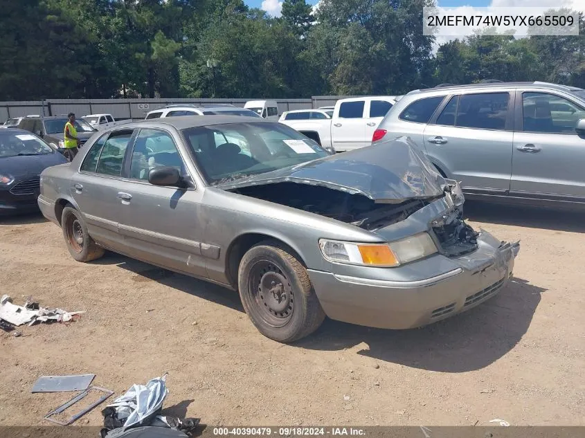 2000 Mercury Grand Marquis Gs VIN: 2MEFM74W5YX665509 Lot: 40390479