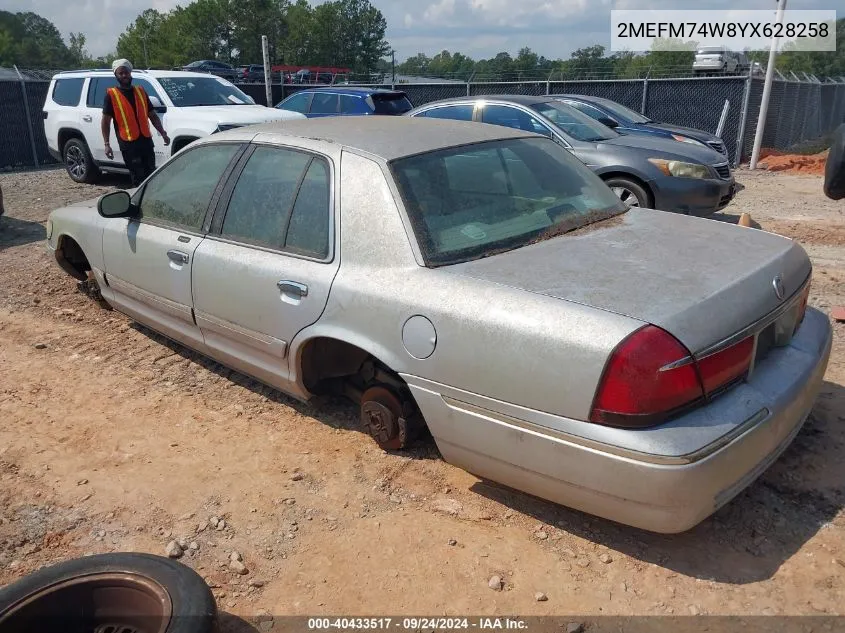 2000 Mercury Grand Marquis Gs VIN: 2MEFM74W8YX628258 Lot: 40433517