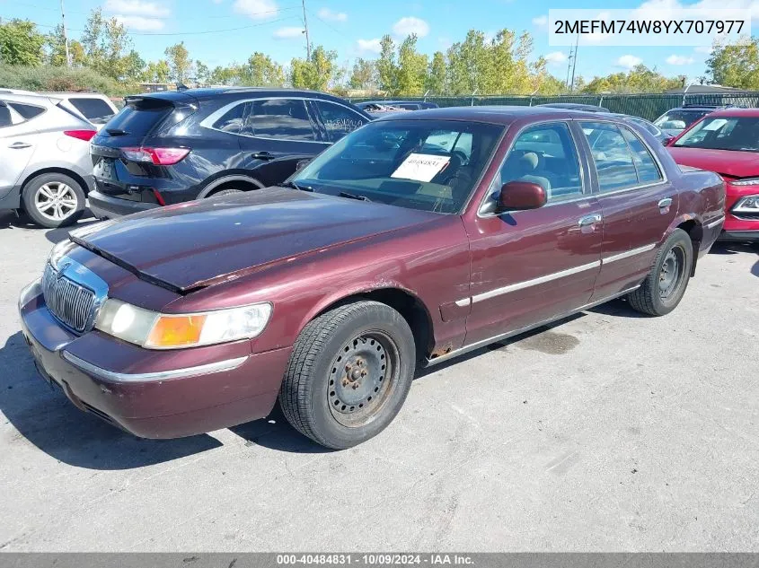 2000 Mercury Grand Marquis Gs VIN: 2MEFM74W8YX707977 Lot: 40484831