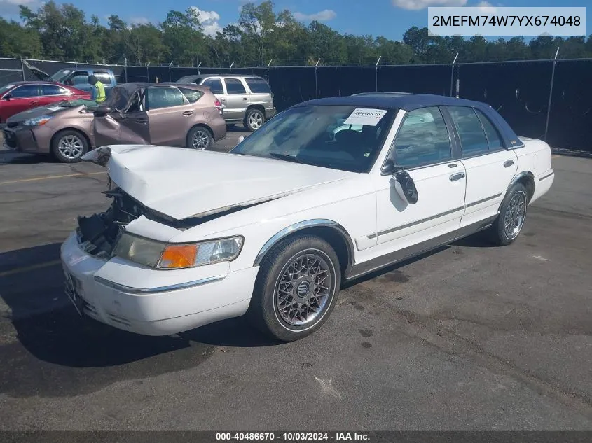 2000 Mercury Grand Marquis Gs VIN: 2MEFM74W7YX674048 Lot: 40486670