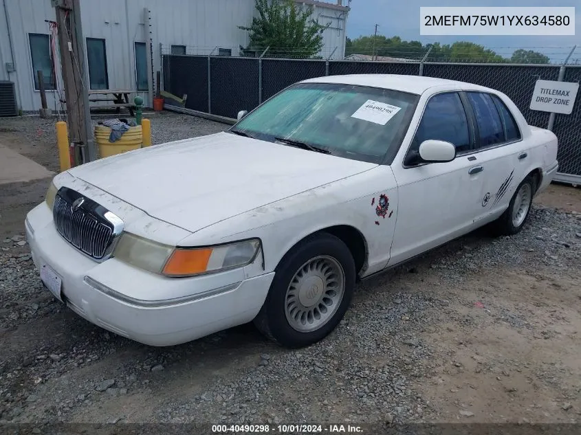 2000 Mercury Grand Marquis Ls VIN: 2MEFM75W1YX634580 Lot: 40490298