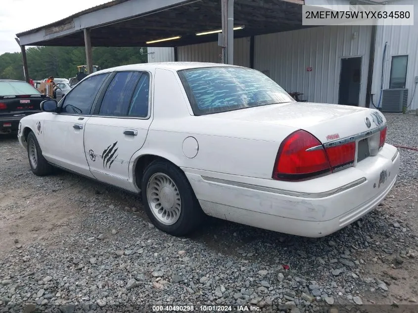 2000 Mercury Grand Marquis Ls VIN: 2MEFM75W1YX634580 Lot: 40490298