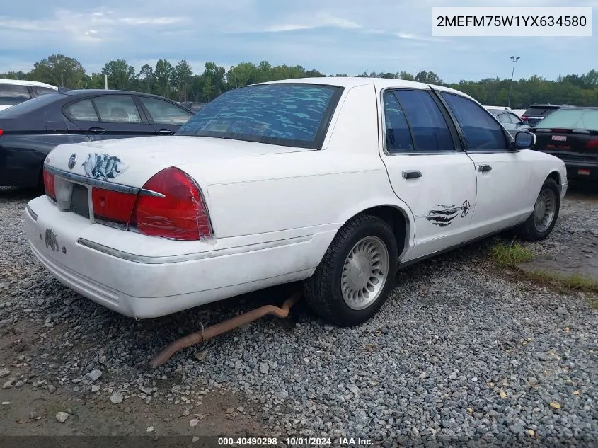 2000 Mercury Grand Marquis Ls VIN: 2MEFM75W1YX634580 Lot: 40490298