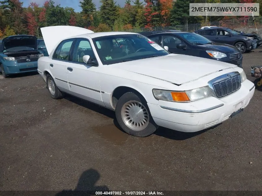 2000 Mercury Grand Marquis Ls VIN: 2MEFM75W6YX711590 Lot: 40497002