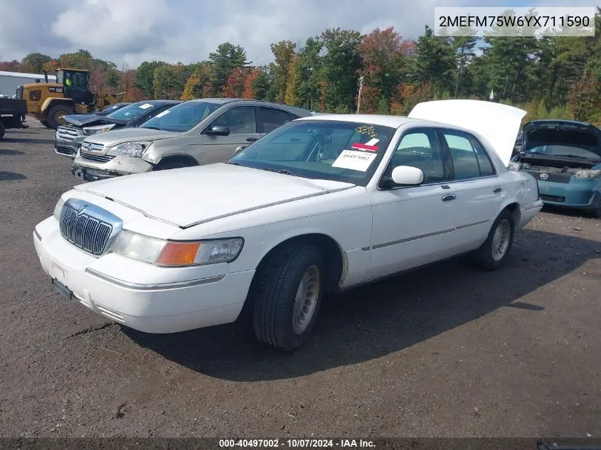 2000 Mercury Grand Marquis Ls VIN: 2MEFM75W6YX711590 Lot: 40497002