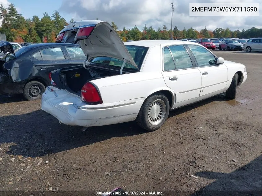 2000 Mercury Grand Marquis Ls VIN: 2MEFM75W6YX711590 Lot: 40497002