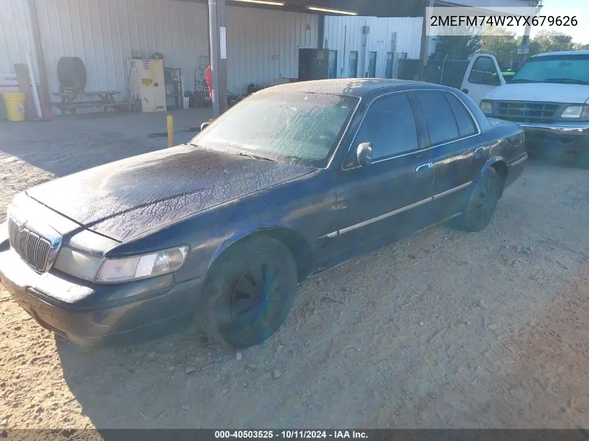 2000 Mercury Grand Marquis Gs VIN: 2MEFM74W2YX679626 Lot: 40503525