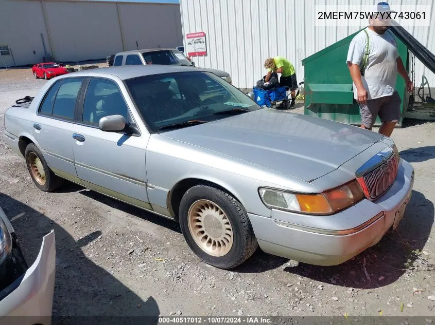 2000 Mercury Grand Marquis Ls VIN: 2MEFM75W7YX743061 Lot: 40517012