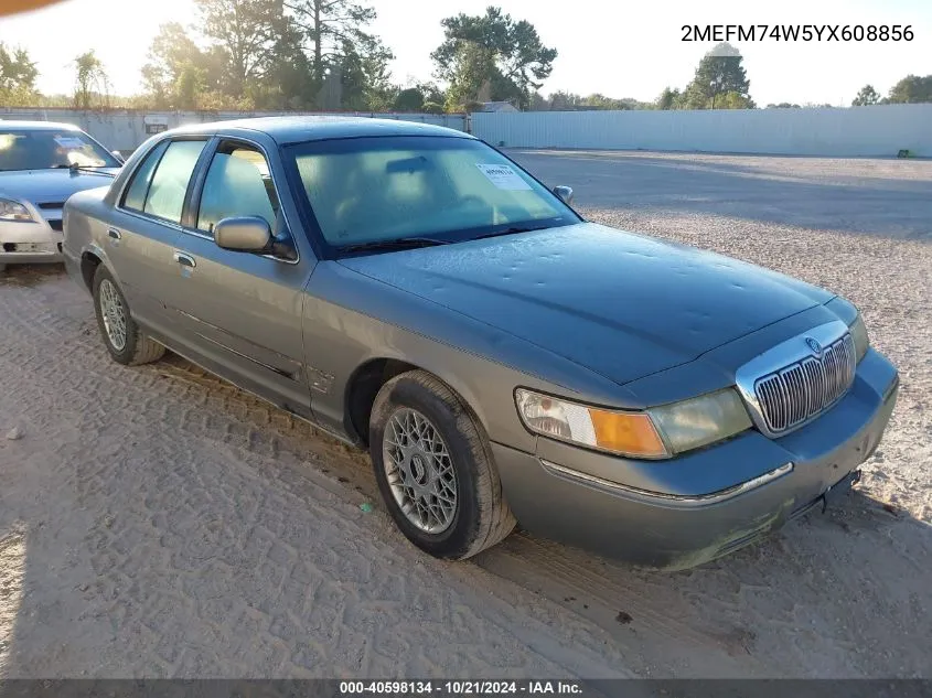 2000 Mercury Grand Marquis Gs VIN: 2MEFM74W5YX608856 Lot: 40598134