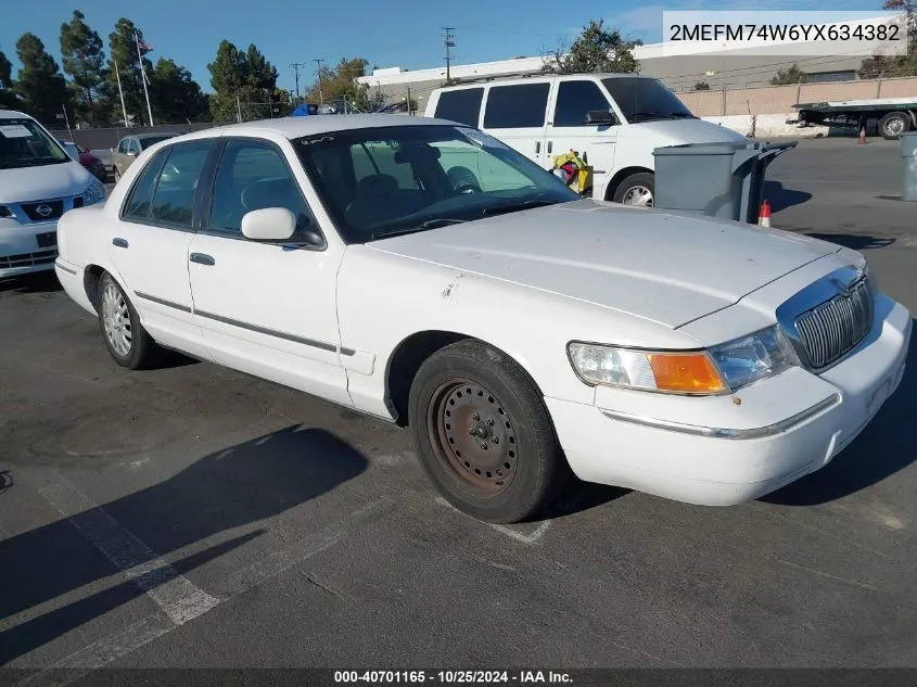 2000 Mercury Grand Marquis Gs VIN: 2MEFM74W6YX634382 Lot: 40701165