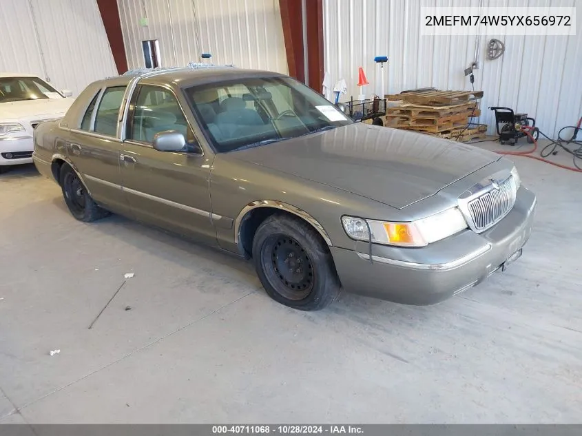 2000 Mercury Grand Marquis Gs VIN: 2MEFM74W5YX656972 Lot: 40711068