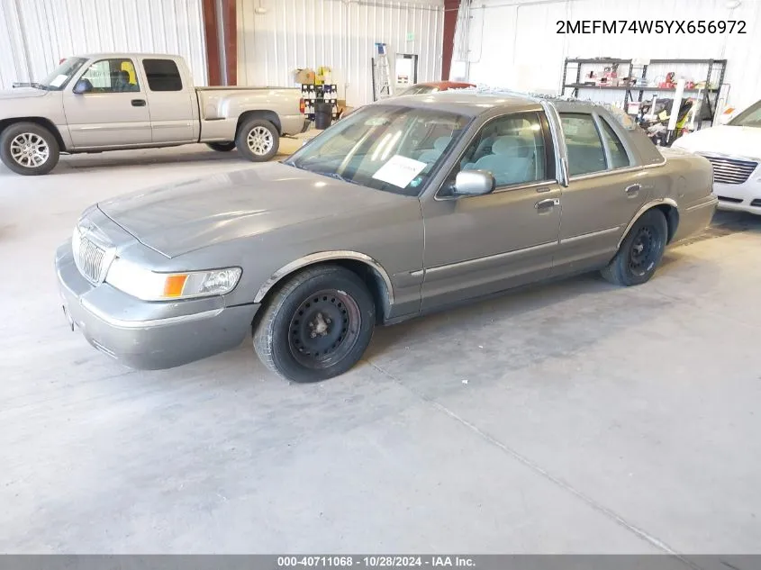 2000 Mercury Grand Marquis Gs VIN: 2MEFM74W5YX656972 Lot: 40711068