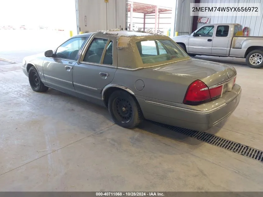 2000 Mercury Grand Marquis Gs VIN: 2MEFM74W5YX656972 Lot: 40711068