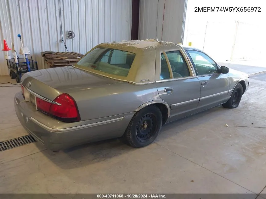 2000 Mercury Grand Marquis Gs VIN: 2MEFM74W5YX656972 Lot: 40711068