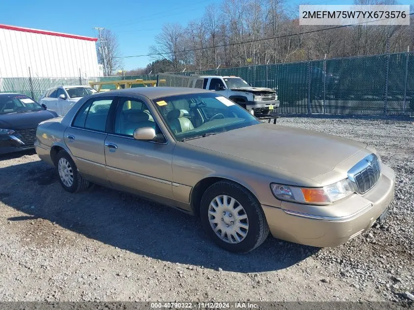 2000 Mercury Grand Marquis Ls VIN: 2MEFM75W7YX673576 Lot: 40790322