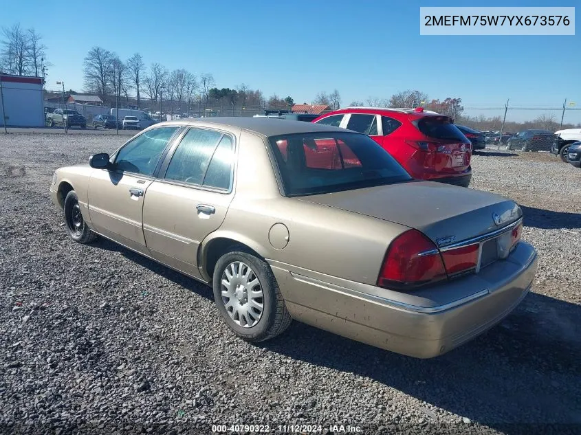 2000 Mercury Grand Marquis Ls VIN: 2MEFM75W7YX673576 Lot: 40790322