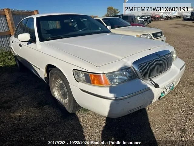 2001 Mercury Grand Marquis Ls VIN: 2MEFM75W31X603191 Lot: 20179352