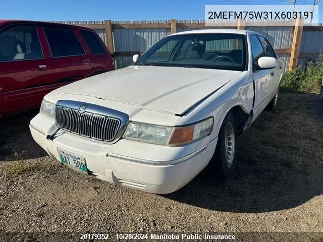 2001 Mercury Grand Marquis Ls VIN: 2MEFM75W31X603191 Lot: 20179352