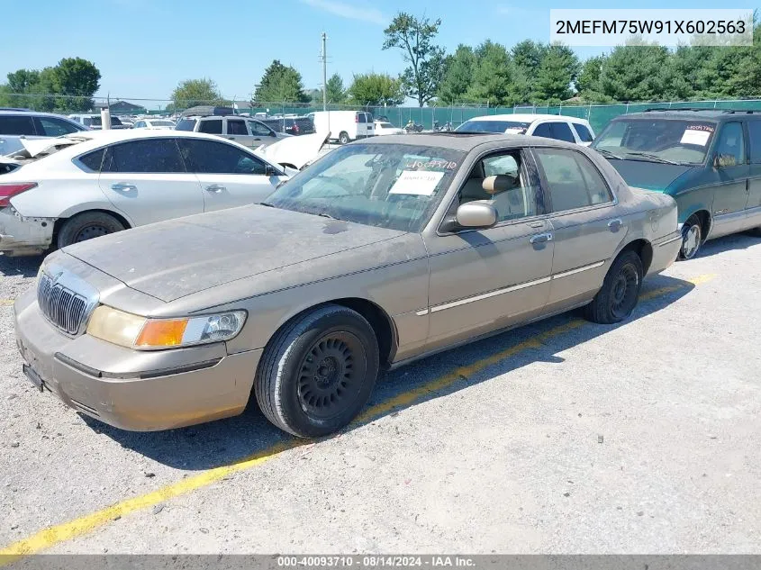 2001 Mercury Grand Marquis Ls VIN: 2MEFM75W91X602563 Lot: 40093710