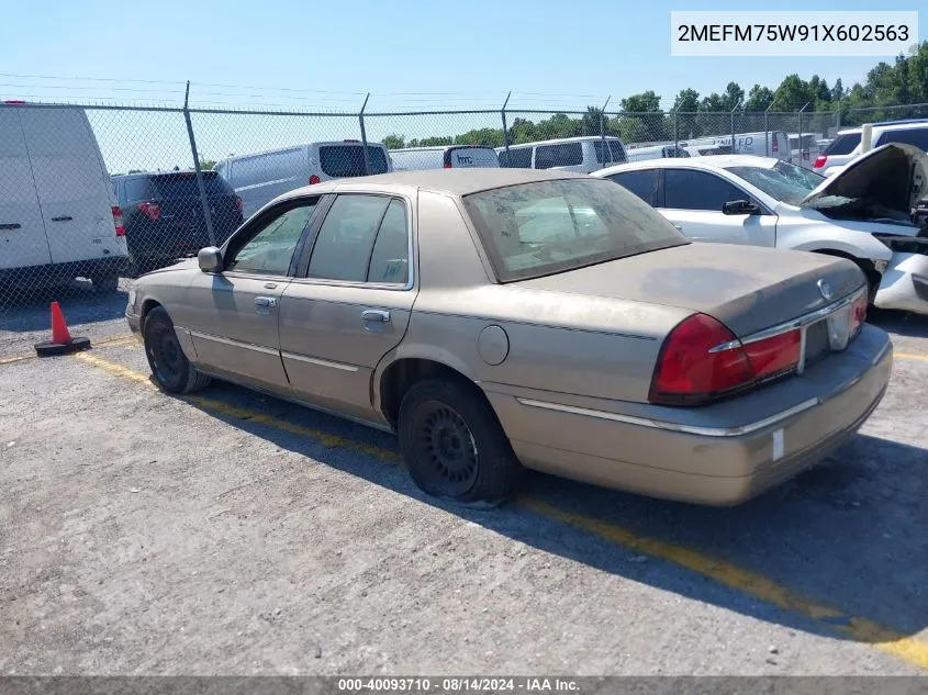 2001 Mercury Grand Marquis Ls VIN: 2MEFM75W91X602563 Lot: 40093710