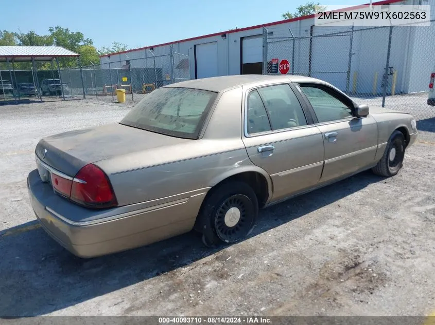 2001 Mercury Grand Marquis Ls VIN: 2MEFM75W91X602563 Lot: 40093710