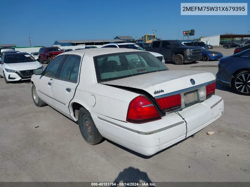 2001 Mercury Grand Marquis Ls VIN: 2MEFM75W31X679395 Lot: 40101754