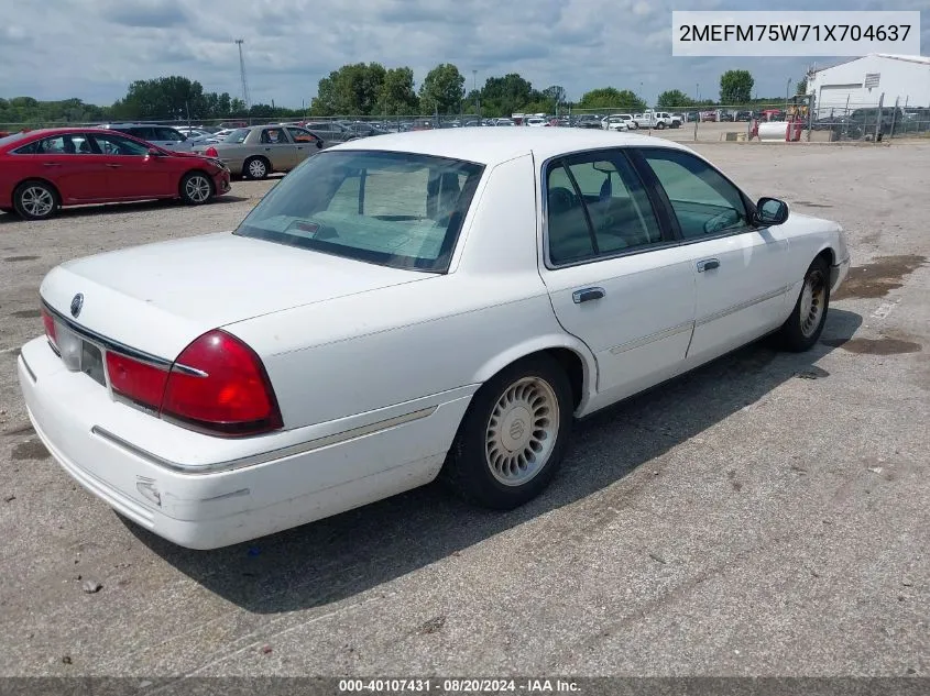 2001 Mercury Grand Marquis Ls VIN: 2MEFM75W71X704637 Lot: 40107431