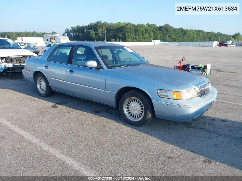 2001 Mercury Grand Marquis Ls VIN: 2MEFM75W21X613534 Lot: 40127938