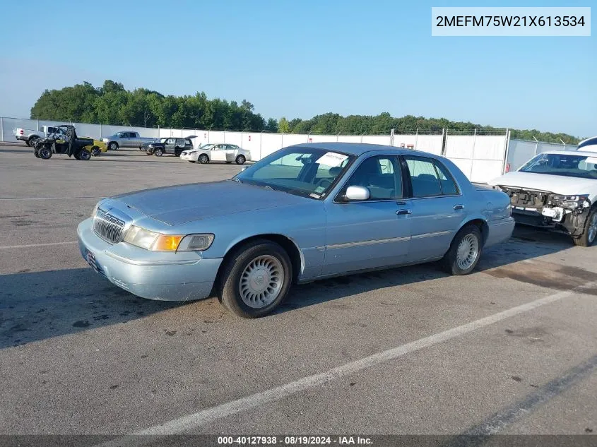 2001 Mercury Grand Marquis Ls VIN: 2MEFM75W21X613534 Lot: 40127938