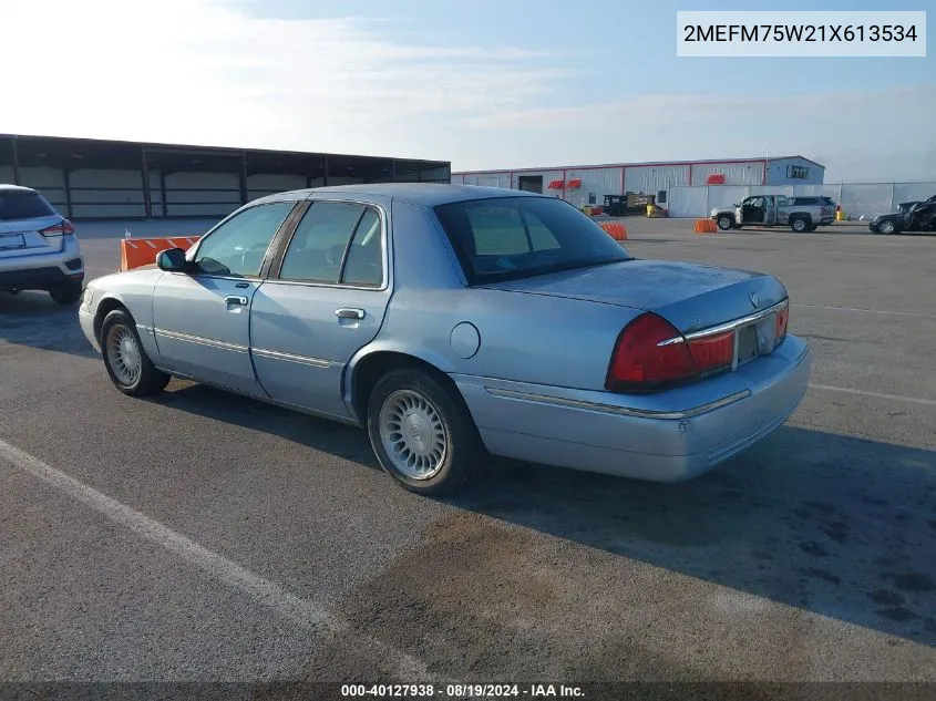 2001 Mercury Grand Marquis Ls VIN: 2MEFM75W21X613534 Lot: 40127938