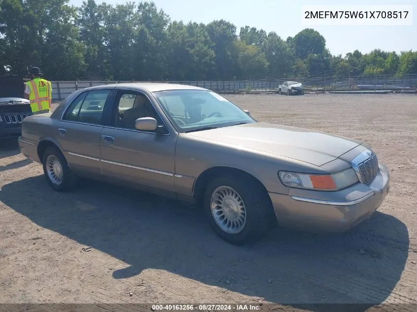 2001 Mercury Grand Marquis Ls VIN: 2MEFM75W61X708517 Lot: 40163256