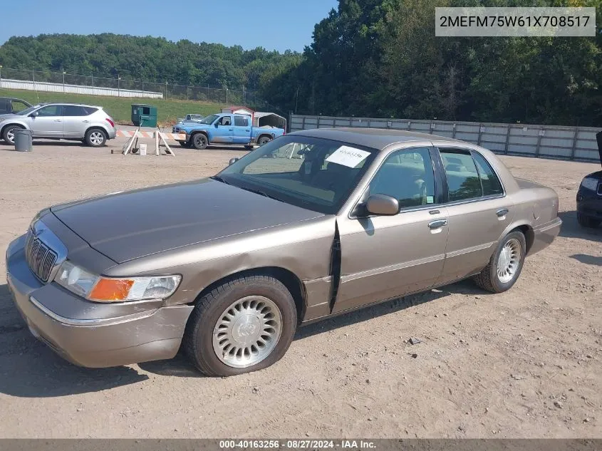 2001 Mercury Grand Marquis Ls VIN: 2MEFM75W61X708517 Lot: 40163256