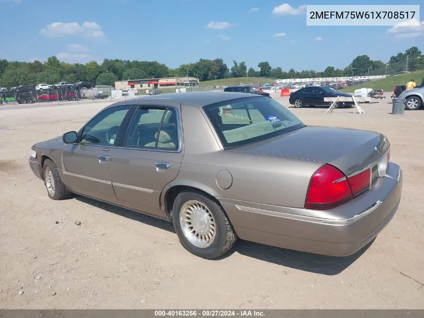 2001 Mercury Grand Marquis Ls VIN: 2MEFM75W61X708517 Lot: 40163256