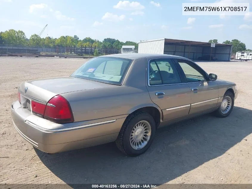 2001 Mercury Grand Marquis Ls VIN: 2MEFM75W61X708517 Lot: 40163256