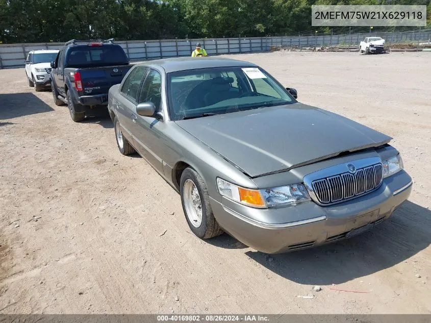 2001 Mercury Grand Marquis Ls VIN: 2MEFM75W21X629118 Lot: 40169802