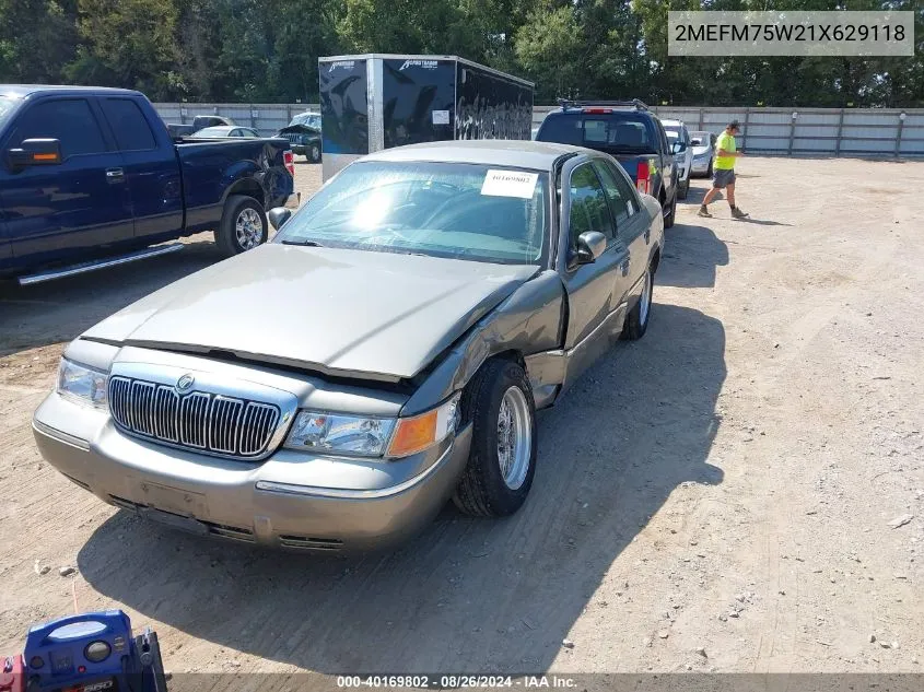 2001 Mercury Grand Marquis Ls VIN: 2MEFM75W21X629118 Lot: 40169802