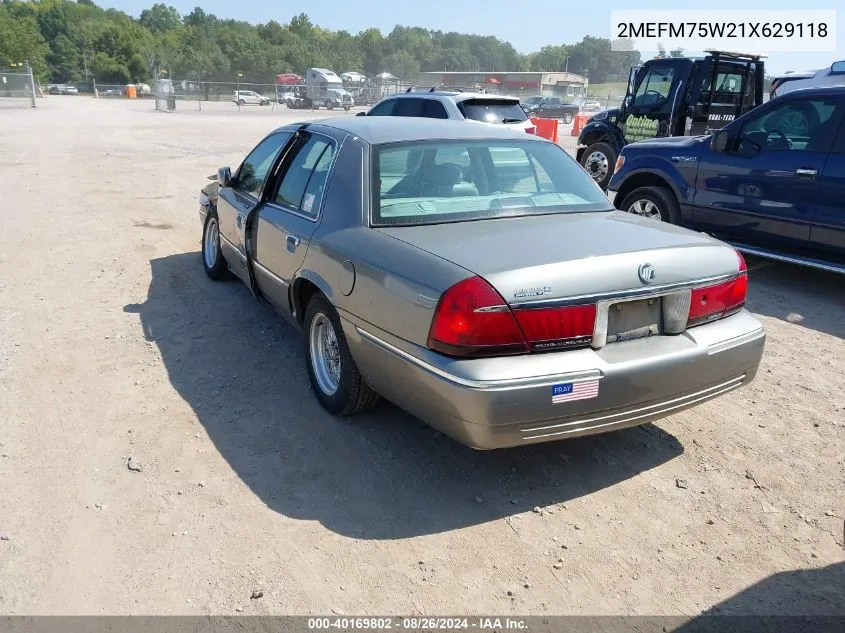 2001 Mercury Grand Marquis Ls VIN: 2MEFM75W21X629118 Lot: 40169802