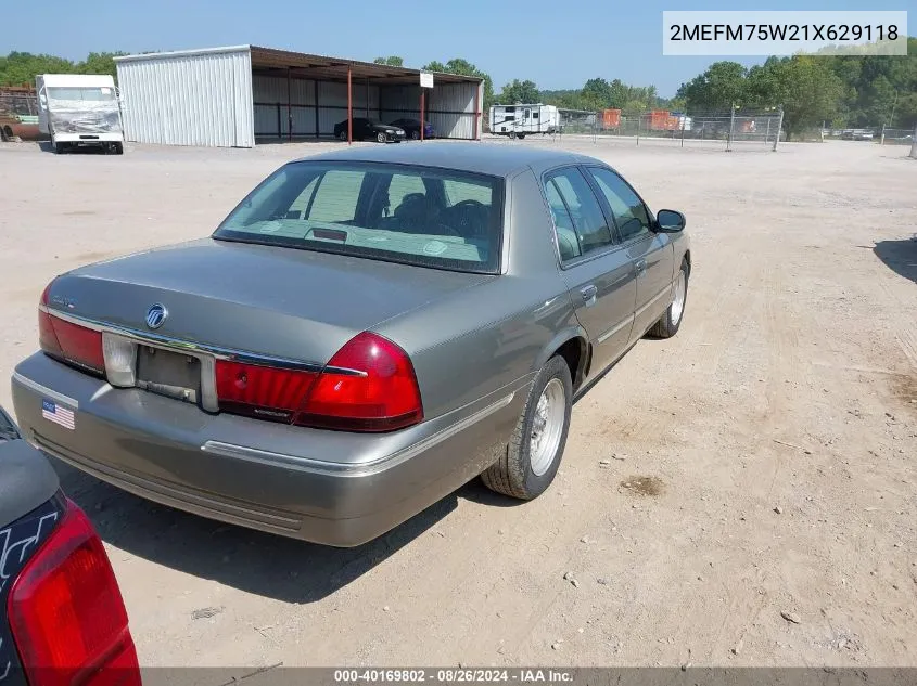 2001 Mercury Grand Marquis Ls VIN: 2MEFM75W21X629118 Lot: 40169802