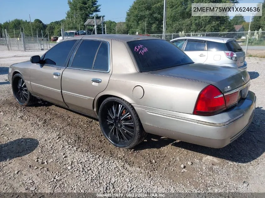 2001 Mercury Grand Marquis Ls VIN: 2MEFM75WX1X624636 Lot: 40181679